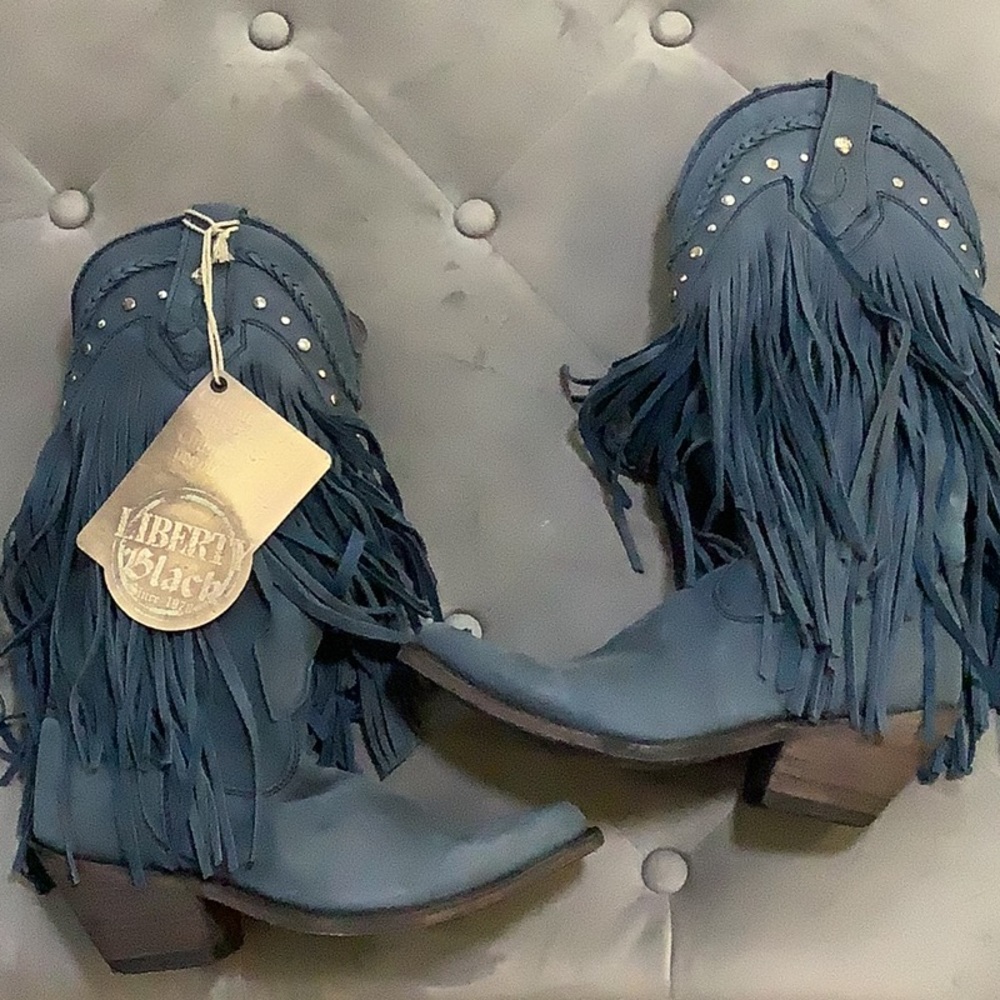 COPY - Liberty Black Fringe Boots, Color Dark Blue, Size 6